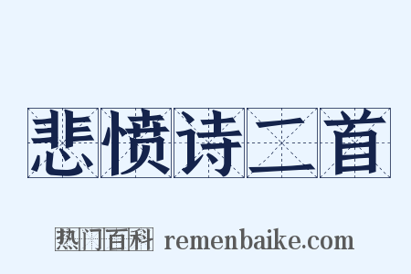 悲愤诗二首是什么意思的图片